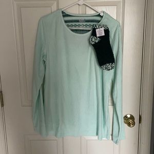 Pajama top and fuzzy socks